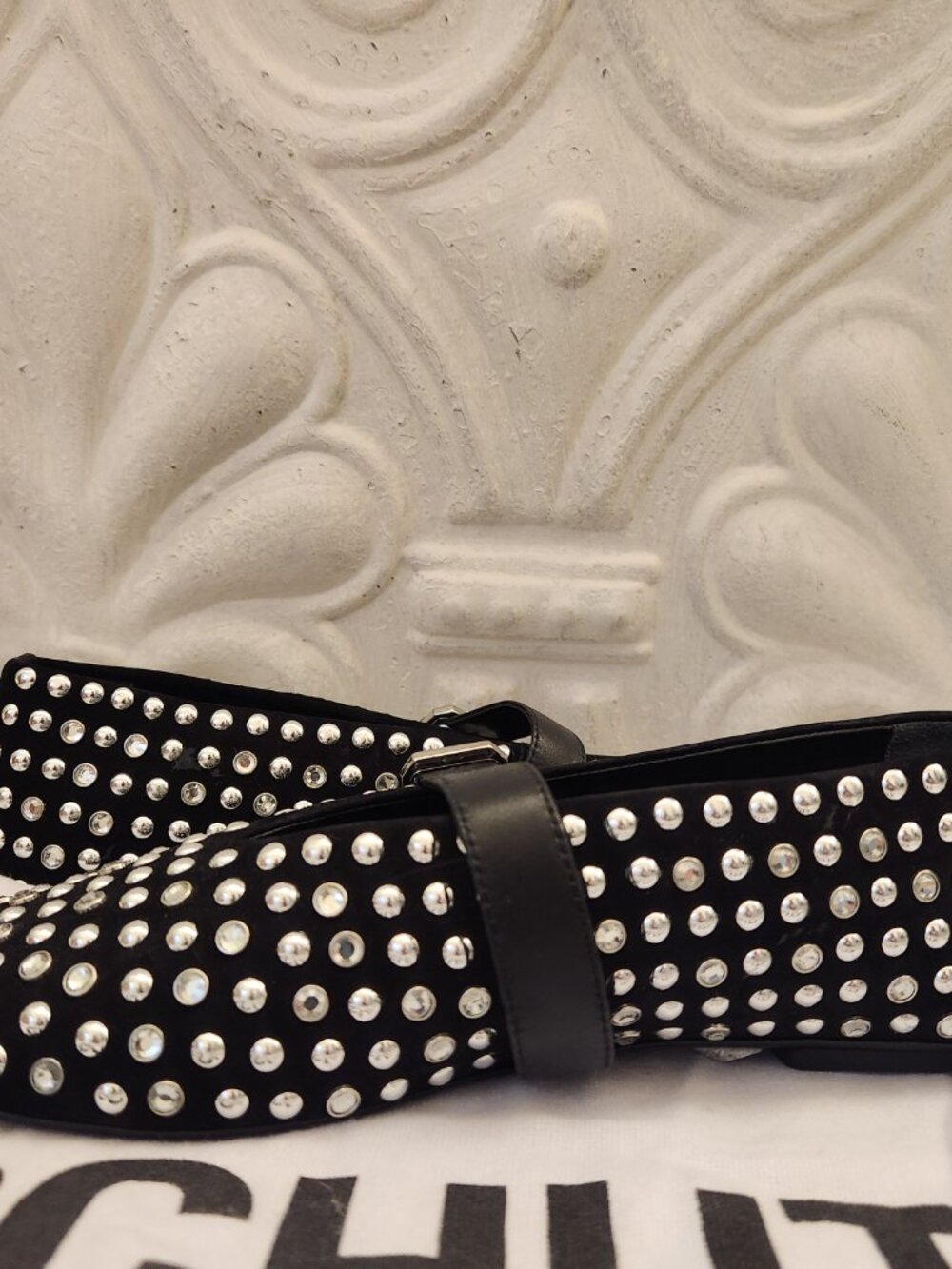 SCHUTZ Leather "Eiza" Ballet Flats. Embellished. NWT. Size 8 Regular - Picture 3 of 11
